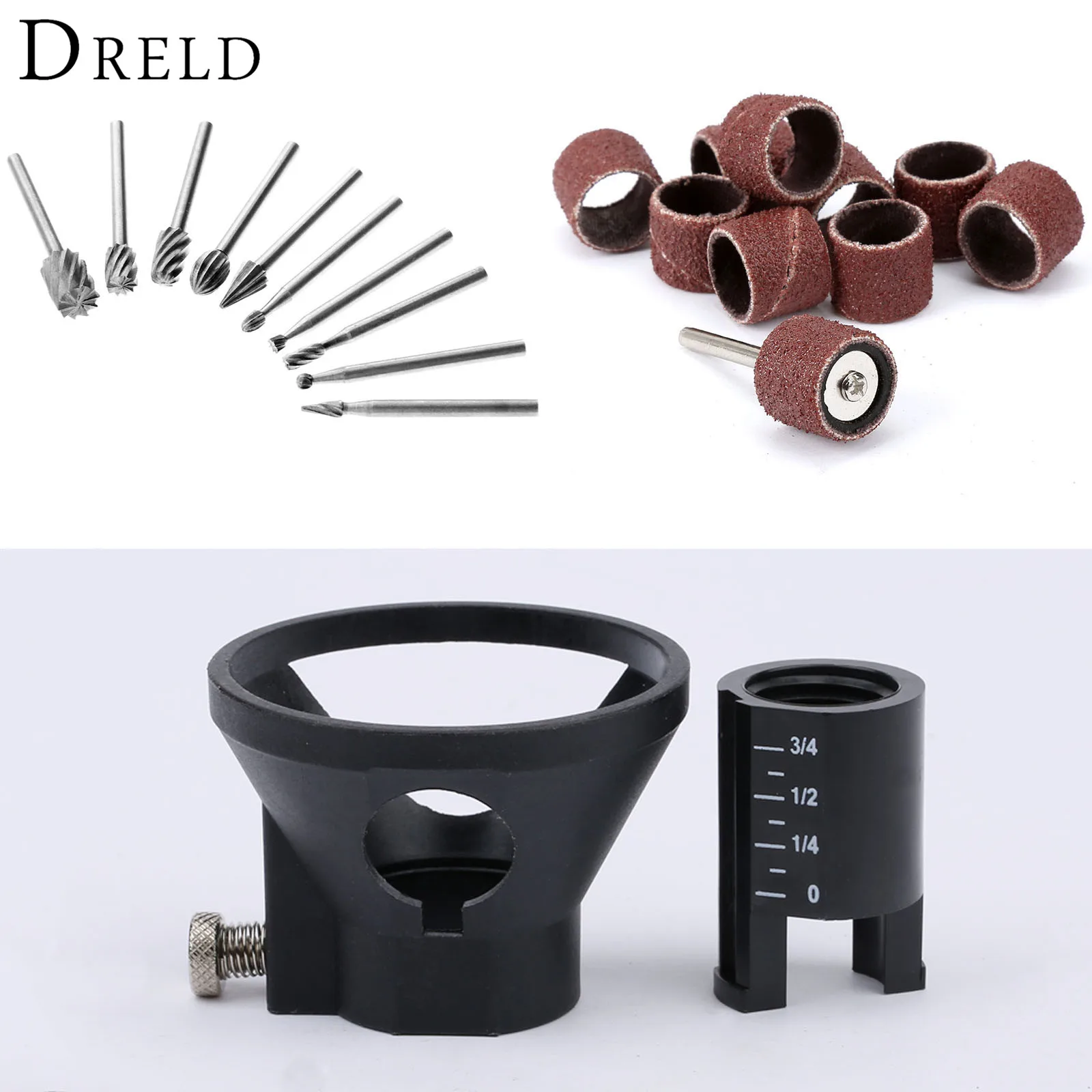 10 шт. шлифовальных Сверл из быстрорежущей стали, шлифовальные сверла + 10 шт. шлифовальных лент с оправкой + фотоэлемент для вращающегося инструмента Dremel