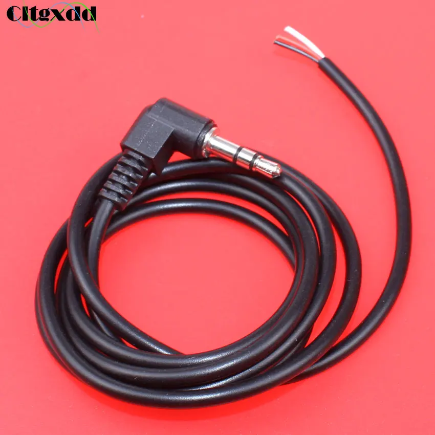 cltgxdd 3.5mm 3pole Stereo Headset Male Plug With Cable Connector 90 Degrees Black Audio Jack Adaptor Lengt:95cm Need To Weld