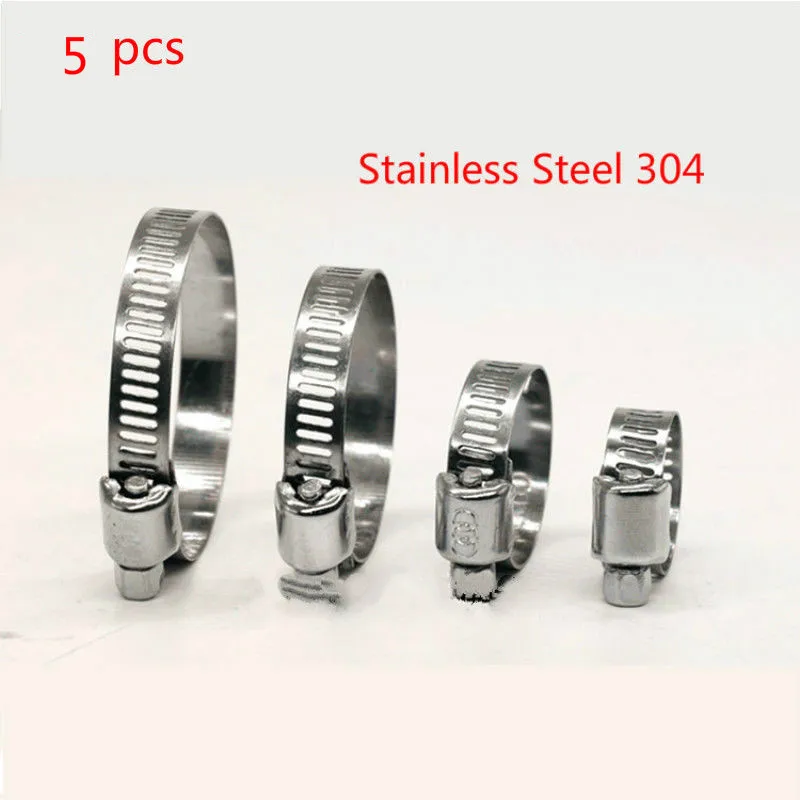 5 Pcs Stainless Steel Hose Pipe Clamps Clips Fastener