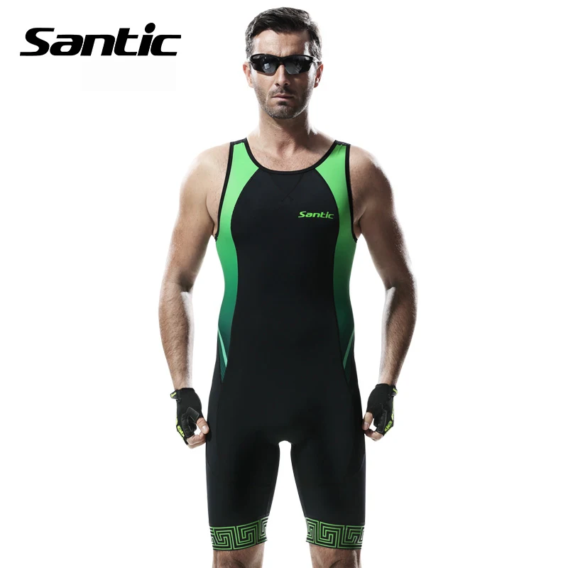 Santic Cycling Jersey Men Professional Racing Team athletic swimwear Sleeveless triathlon tri training cycling Running Suit