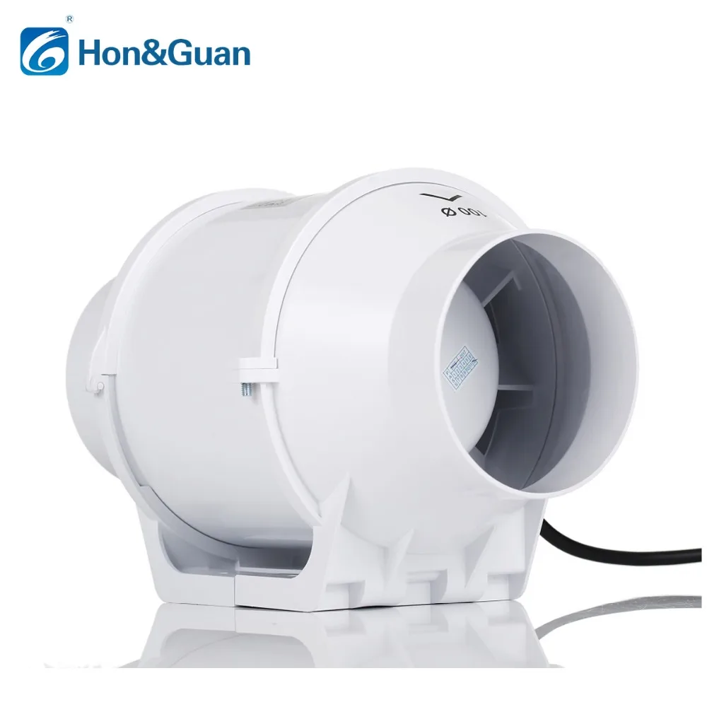 Hon&Guan 4\'\' Silent Inline Duct Fan Kitchen Hood Ventilation Outlet  Exhaust Ventilator Bathroom Air Extractor Booster HF-100S