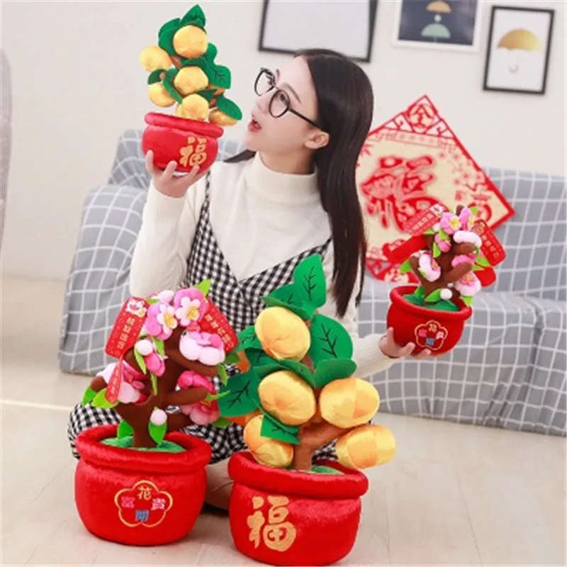 SBB new house Orange Peach blossom potted creative gift  Short plush Toy Whole cotton filling cusion decorate home sofa new year