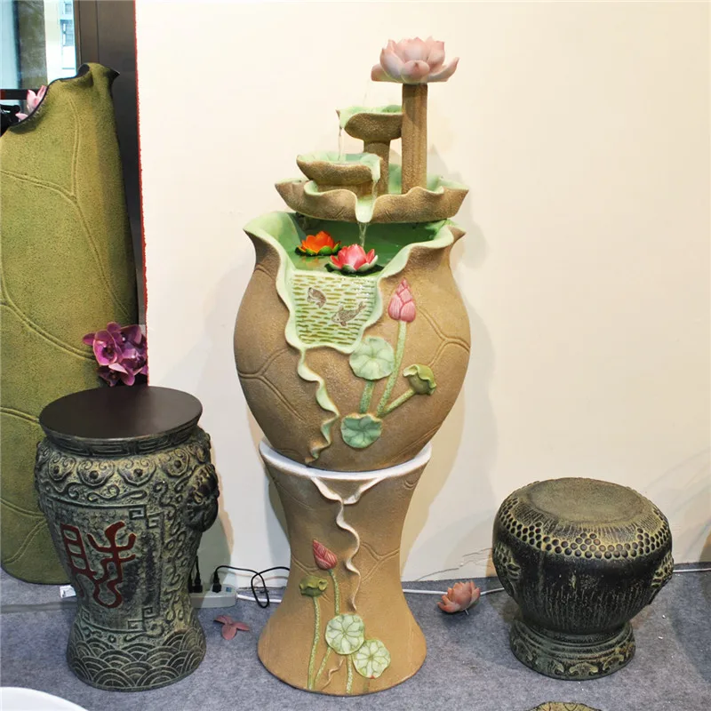 The new Chinese water fish tank water fountain home decorations crafts ornaments Lucky hotel beauty Museum