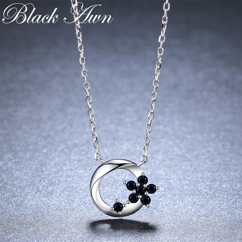 BLACK AWN Hot Sale Silver Color Flower Pendant Necklace Women Sterling Silver Jewelry K036