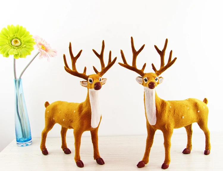 

A pair of simulation deer polyethylene&furs deer model funny gift about 28cmx36cm