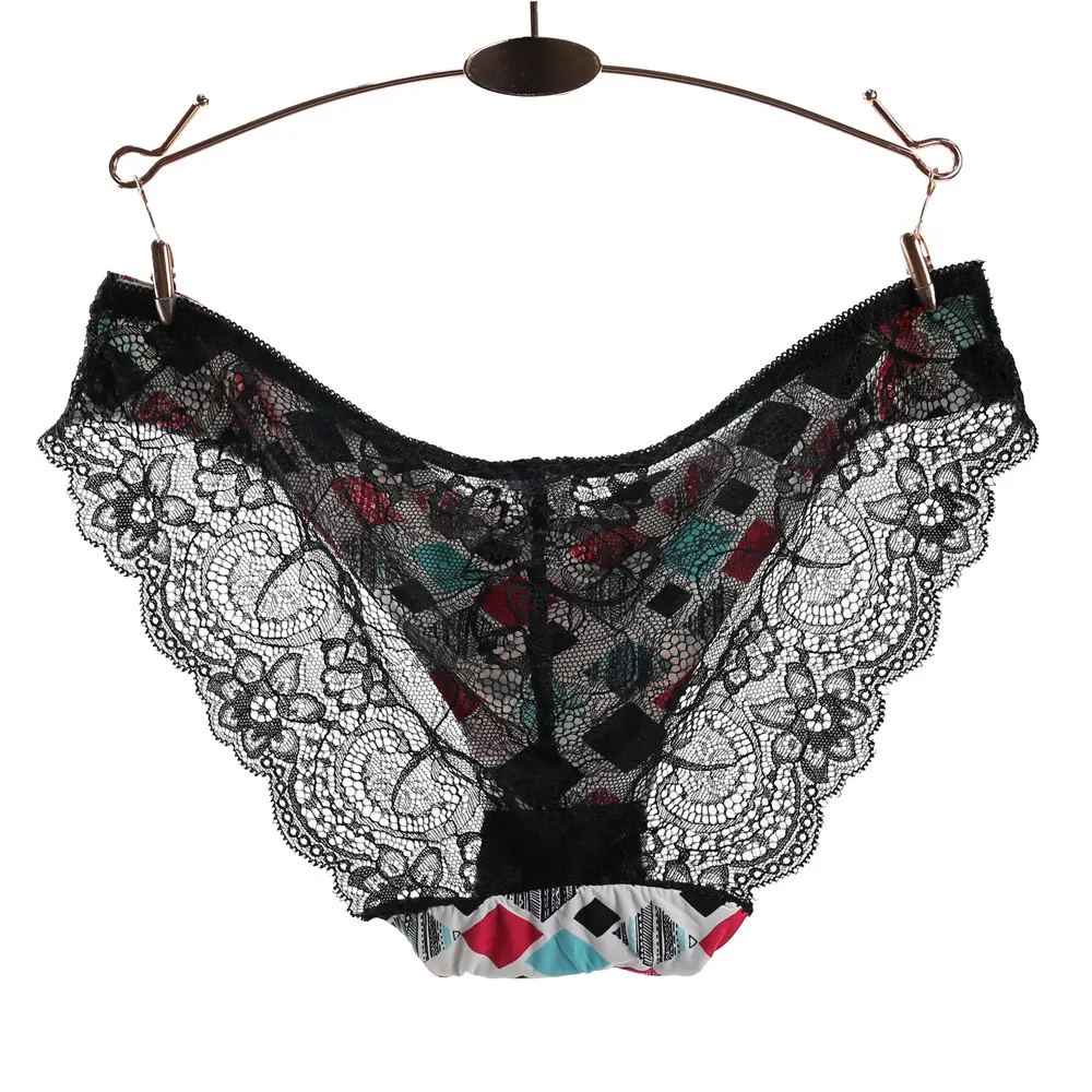 Women Sexy Lace Panty Semi Transparent Mesh Printing Underwear Leopard Print Briefs Ladies Low rise M-XXL Plus Size Lingerie Hot