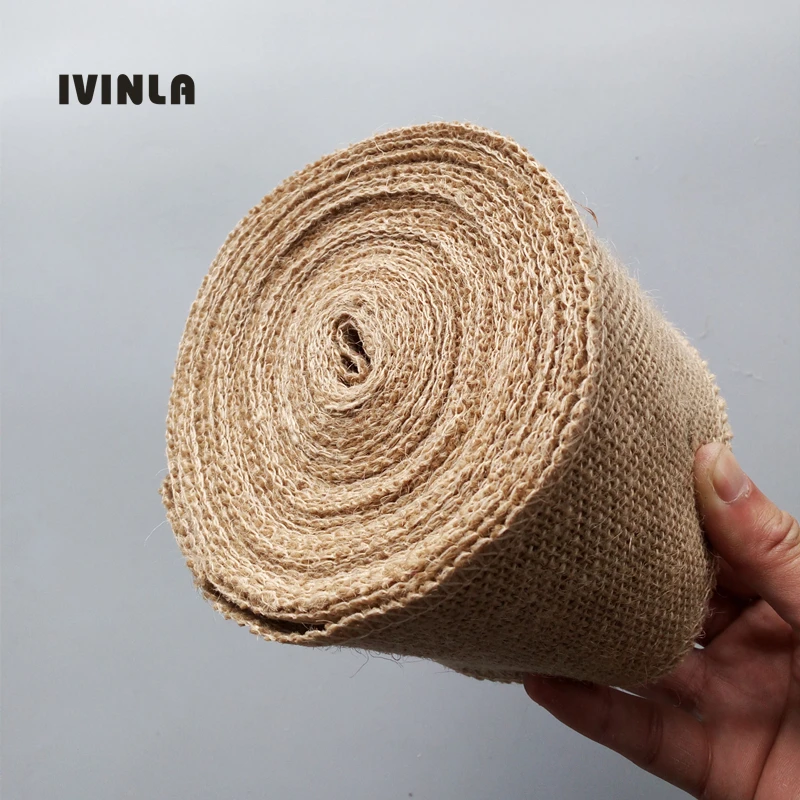 2PCS/Lot 10CMx10M Natural Vintage Hessian Jute Burlap Roll  For Country wedding Party  Decoration Gift Packing