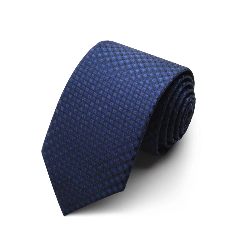 

New fashion Blue Plaid Jacquard Weave Ties for Men's 7 cm Standard Necktie Wedding Party Men's Business Ties with Tie Gift