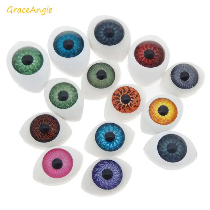 GraceAngie 10pcs Oval Hollow Back Plastic Eyes Mix Color Eyeball Safety For Children Toys Dolls DIY Accessories Making Craft