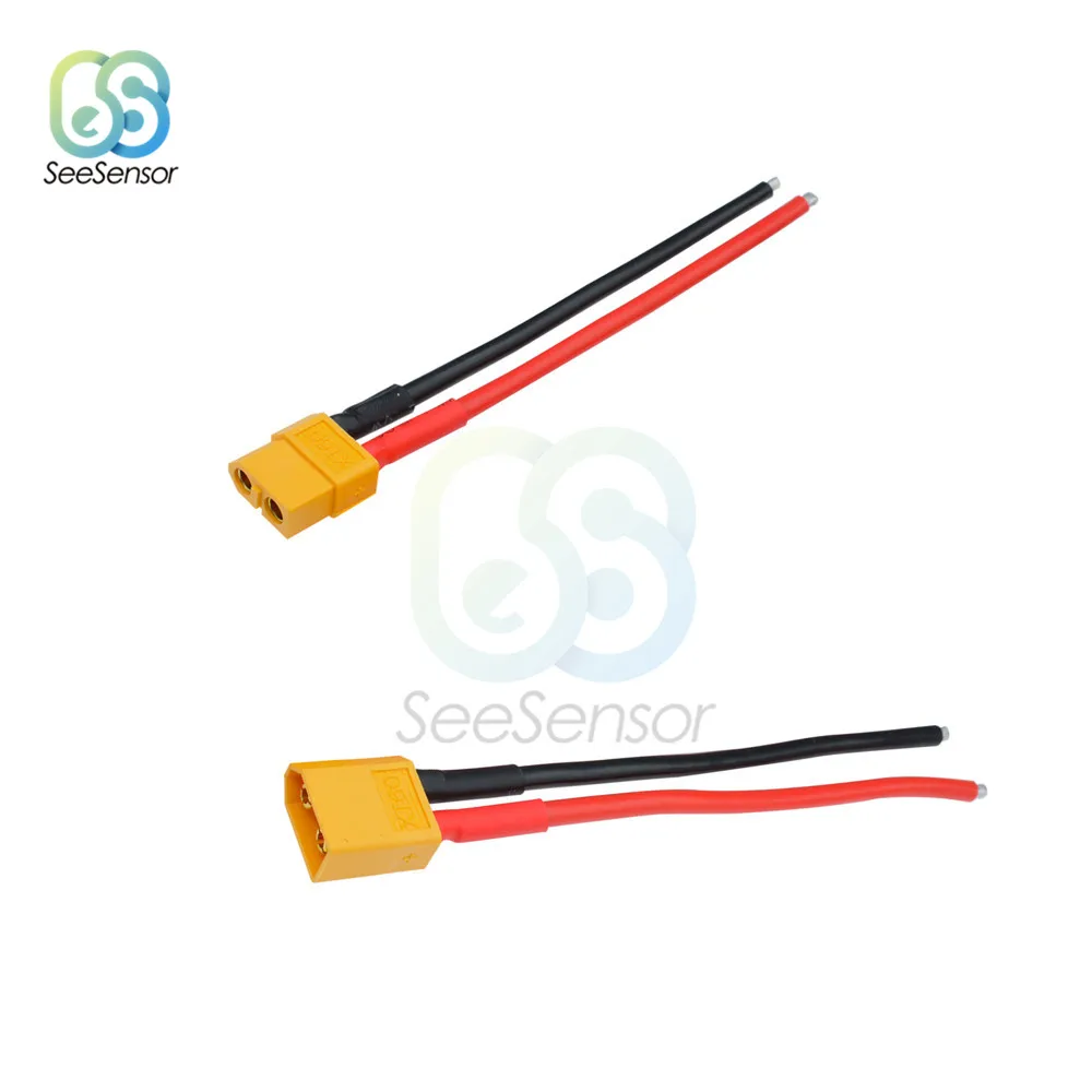 2 pz 1 pz XT60 connettore batteria maschio femmina presa con adattatore giunto in silicone 14 AWG cavo 10cm cavo fai da te elettronico