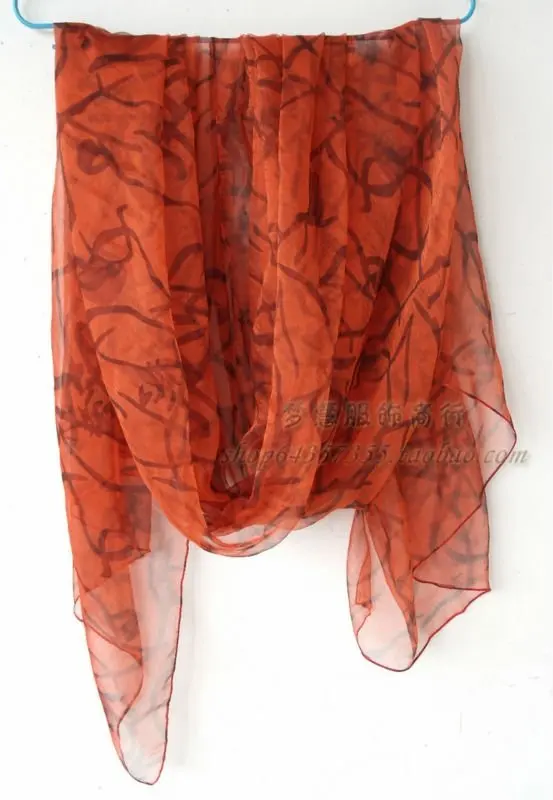 Women 100% Natural Silk Long Silk Scarf Printed Fashion Silk Shawl Female Plus Size Silk Scarf 180*105cm For Winter,Autumn