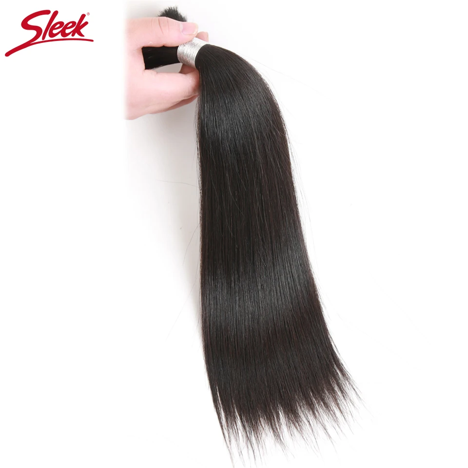 Sleek cabelo natural liso, cabelo natural liso remy da malásia cabelo em massa para trança de cor natural de 8 a 30 polegadas, tranças de crochê para noivas sem trama de cabelo em atacado