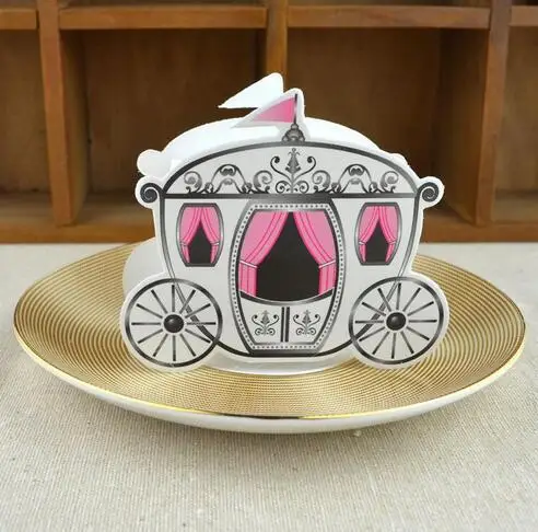 50pcs/lot Romantic Fairy tale Favors Gifts Baby Shower Wedding Candy Box Cinderella Pumpkin Carriage wedding decoration