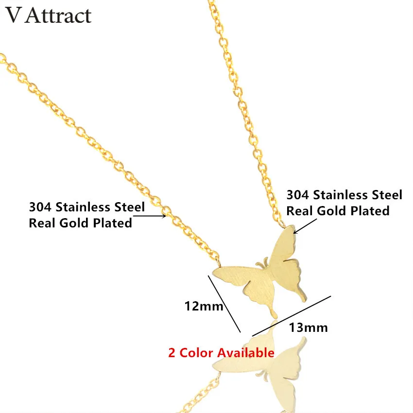 V Attract Kpop Jewelry Stainless Steel Cute Butterfly Statement Necklaces Pendant Bohemian Collares Mujer Valentine's Day Gift