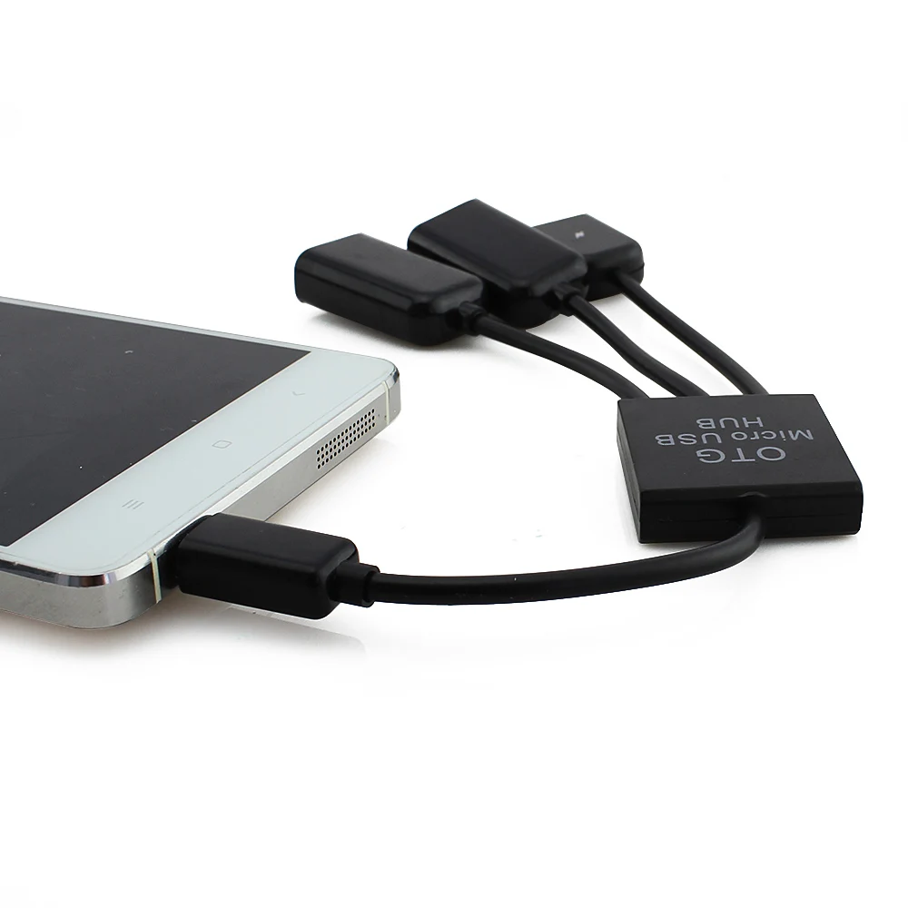 Micro USB OTG Hub Male to Female Double  3 Ports USB 2.0 Host Splitter Adapter USB Cable Converter Extender For Android Phone image 4