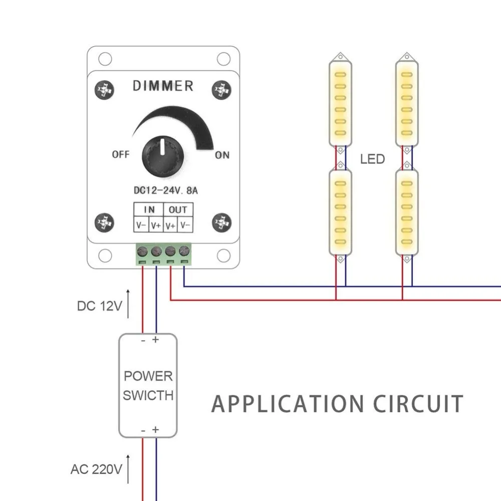 LED Dimmer DC12-24V 8A Regolatore di Luminosità Regolabile Regolatore di Interruttore per la Luce di Striscia Singolo Colore