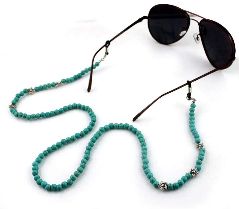 10pc/lot Fashin Green Beads Sunglasses Chain Neck Cord Holder Turquoise Turkey stone Beads Eyeglass Lanyard wholesale