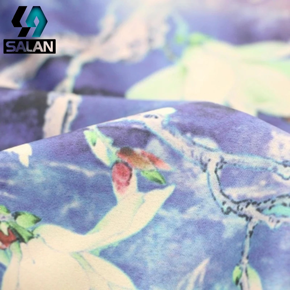 Peony flowers ink painting imitation clouds yarn silk handmade DIY thickening silk scarf Chinese clothing fabrics