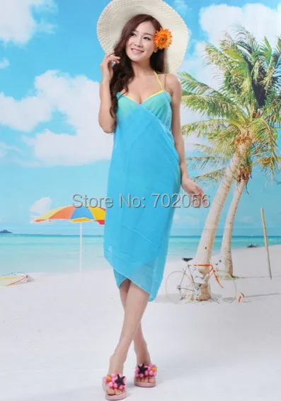 Trendy summer solid color beach dress  Swimwear clothes Bikini Veil shawl Wrap Sarong Sexy 20pcs/lot #3828