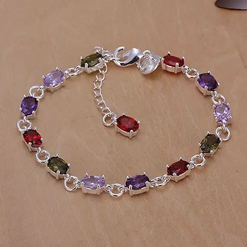 Delicate Bracelet Fashion Jewelry Charm Link Chain Bracelet For Women Men Colored Zircon Stone Bracelet