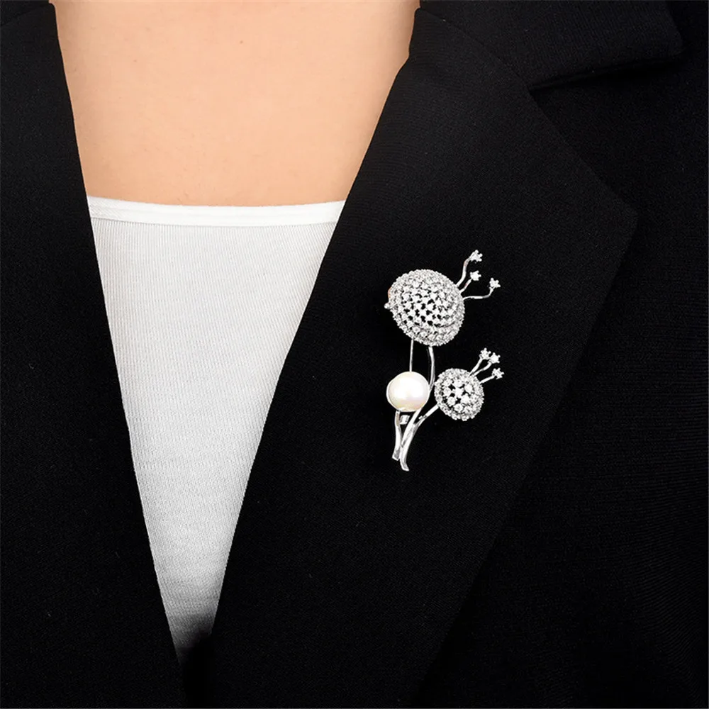 Beautiful Dandelion Pearl Brooch Pin Wedding Bridal Banquet Dress Decorative For Women's Luxury Jewelry Brooch