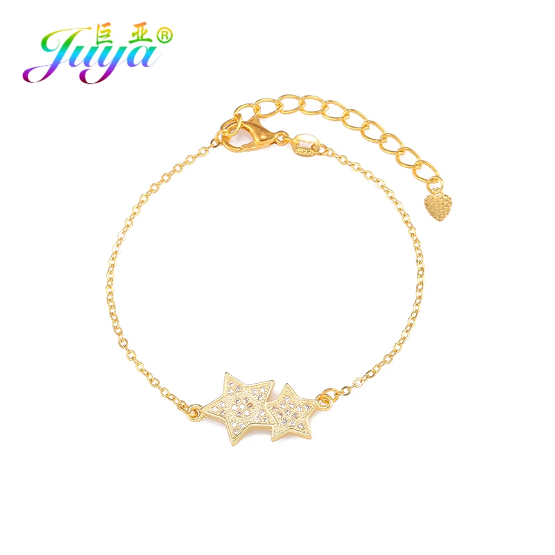 Juya Christams Gift 12 Constellation Zodiac Bracelet Jewelry Micro Pave Zircon Gold//Rose Gold Star Women Charm Bracelets