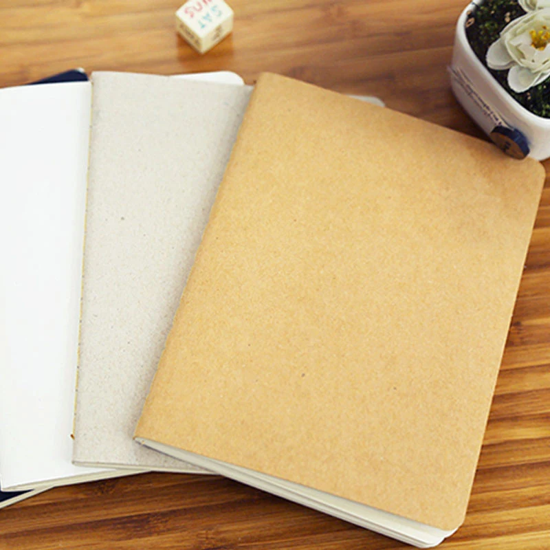 DIY A6 Vintage Kraft Paper Notebook With Blank Paper Creative Sketch Black Brown Notebook  Book Kids Gift Korean Stationery