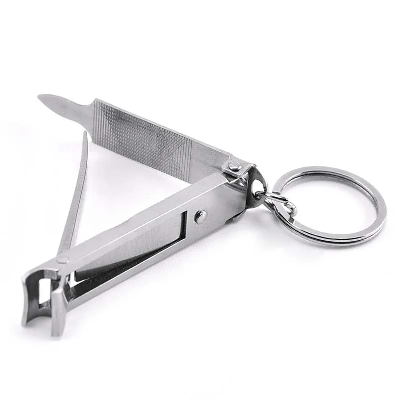 5 IN 1 Stainless Steel Ultra-thin Foldable Hand Toe Nail Clippers Cutter Trimmer Manicure Scissors With Free Nail File With Ring