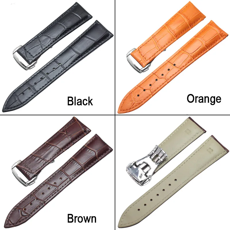 Soft Genuine Leather 20mm 22mm Watch Band Strap For OME Watch Accessories Black Brown Orange Watches Bracelet Belt Watchbands