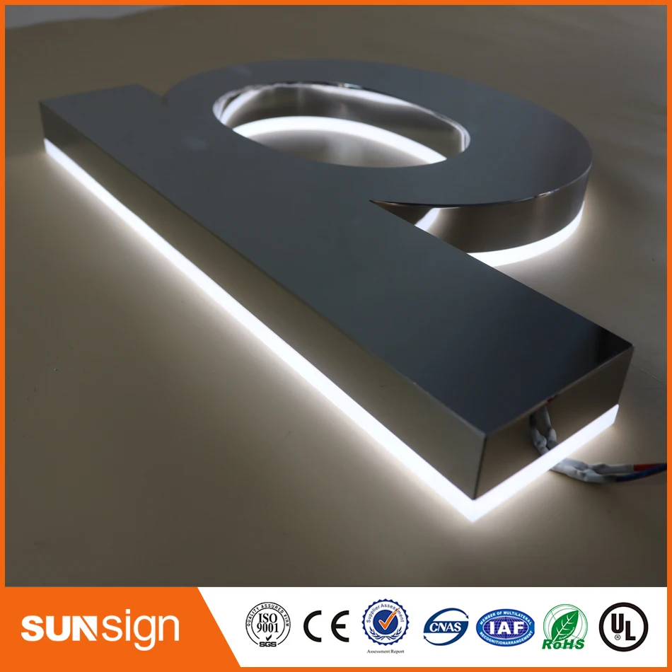 LED diterangi surat tanda dengan stainless steel shell