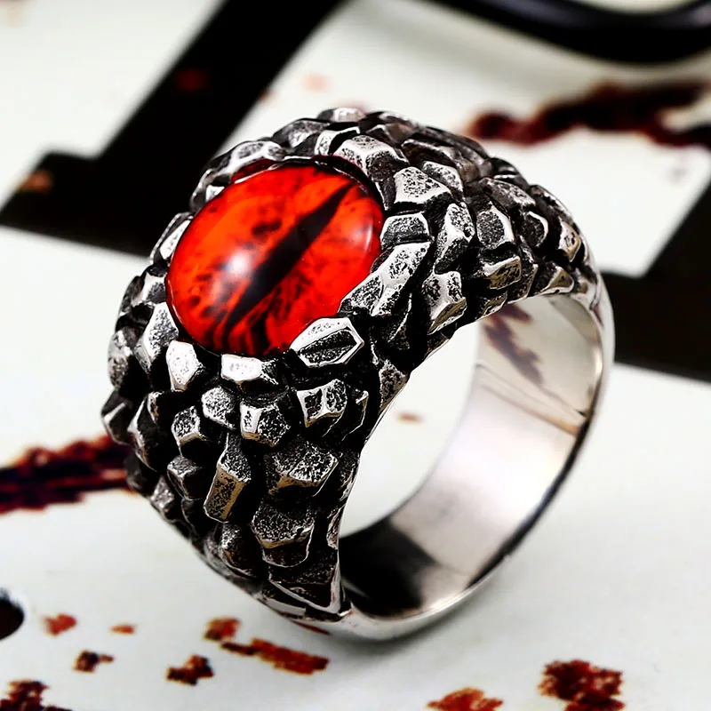 Beier 316L Stainless Steel Antique Hell\'s Eye Red and Yellow Eyes Men\'s Ring fashion Jewelry for dropshipping LLBR8-527R