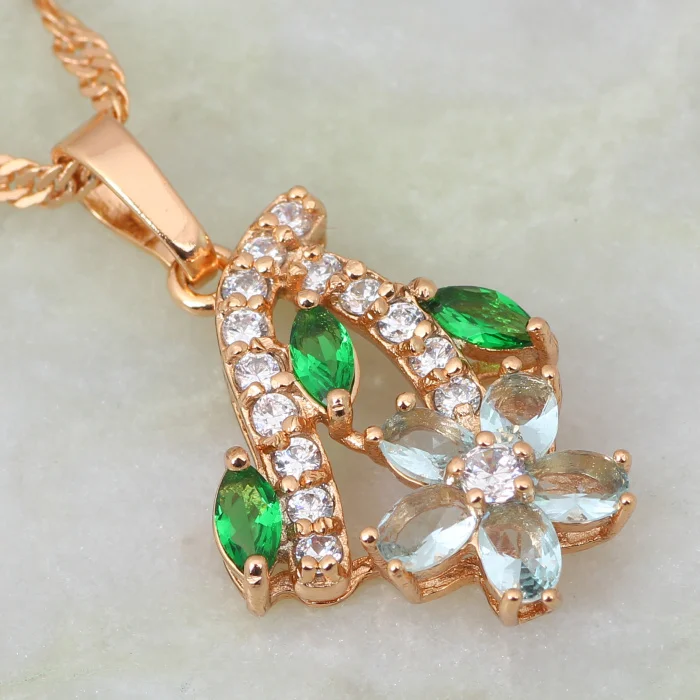 Wonderful jewelry Gold White Cubic Zirconia Green fashion jewelry Necklaces for women pendant AP153