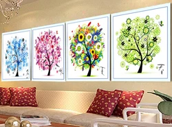 Colorful Four Seasons Tree Counted Cross Stitch Kit Embroidery Package Spring Summer Autumn Winter Living Room Home Decorative