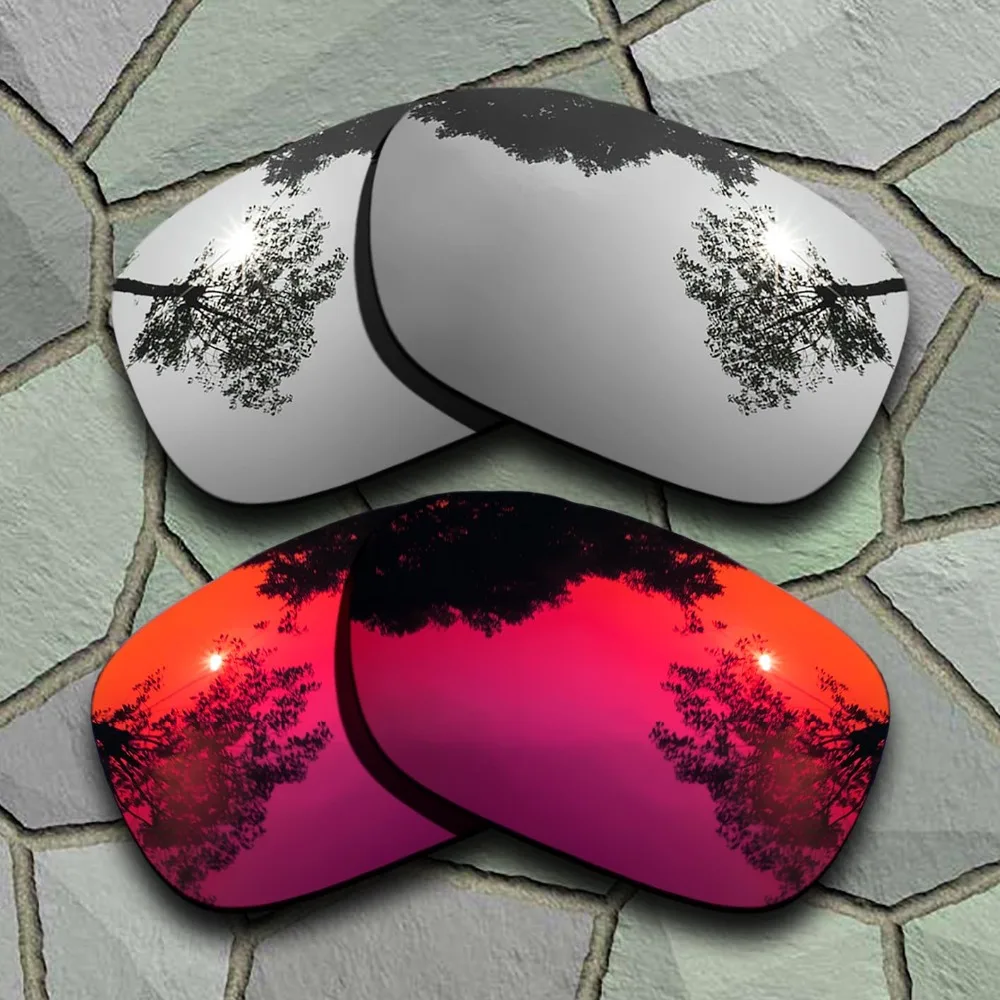 Chrome&Violet Red Sunglasses Polarized Replacement Lenses for Oakley Twoface