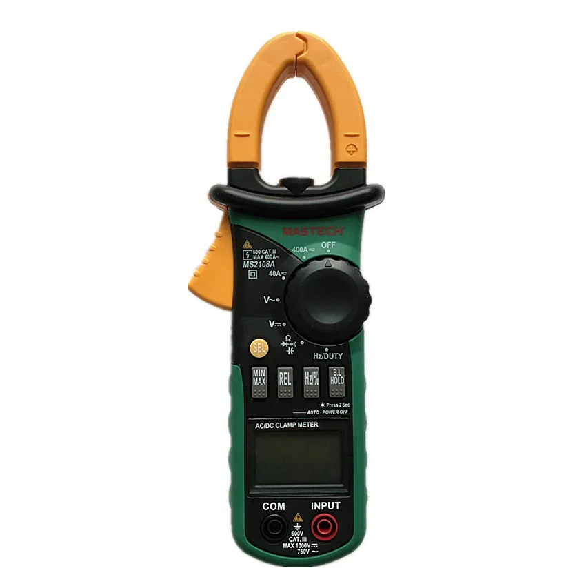 

MASTECH MS2108A Digital Multimeter Amper Clamp Meter Current Clamp Pincers AC/DC Current Voltage Capacitor Resistance Tester