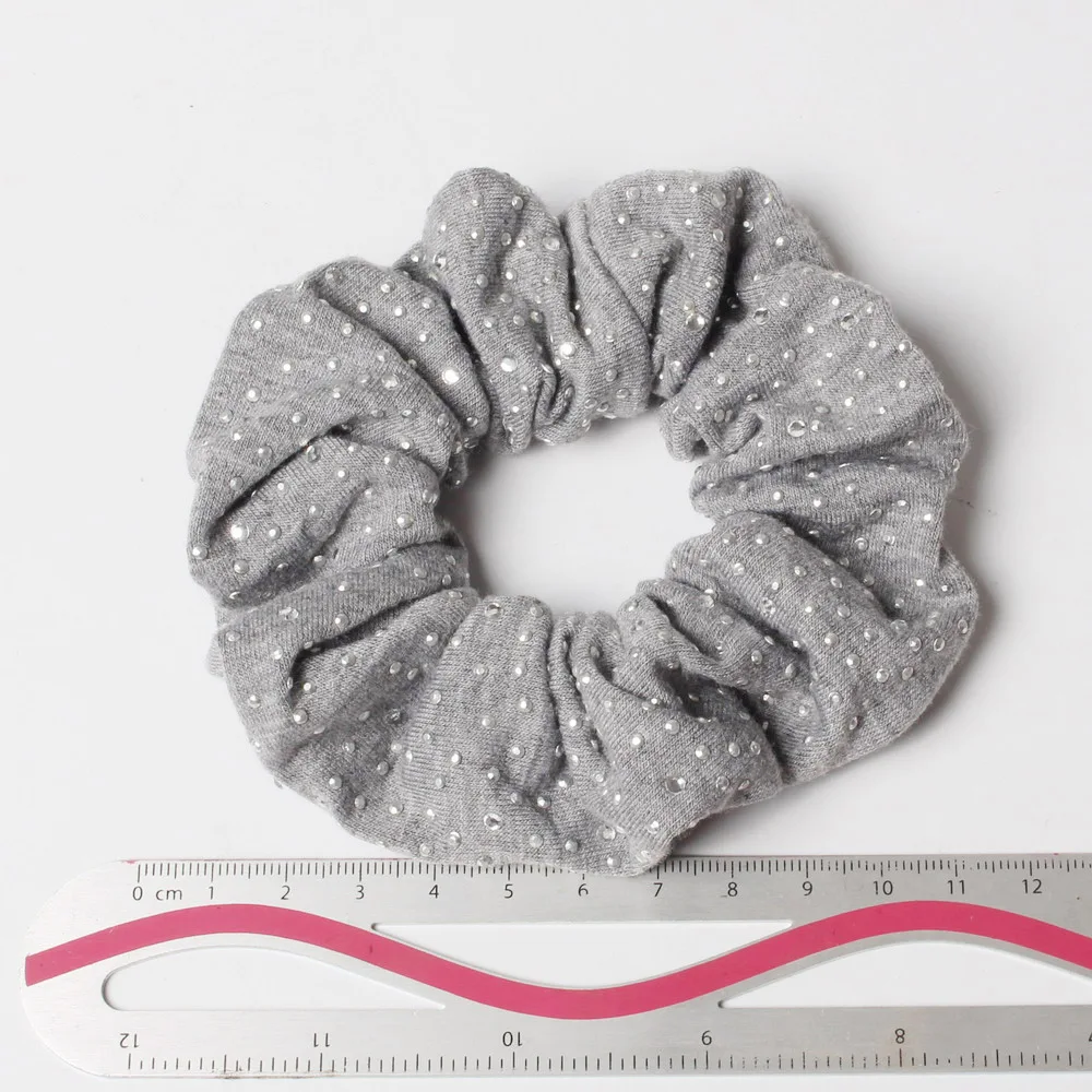 Large Shiny Stone Fabric Hair Scrunchie Elastic Hair Band For Ponytail Holder Girls Handmade  Hair Ties Women Hair Accessories
