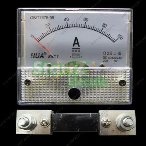 

DC 100A Analog Ammeter Panel AMP Current Meter 85C1 Gauge 0-100A DC + Shunt