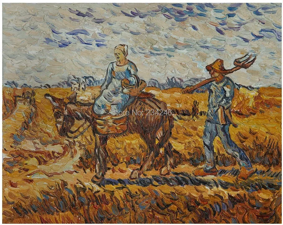 

Landscape Oil Painting on Canvas Peasant Couple Going to Work Vincent Van Gogh Art Reproduction for Room Decorations Handpainted