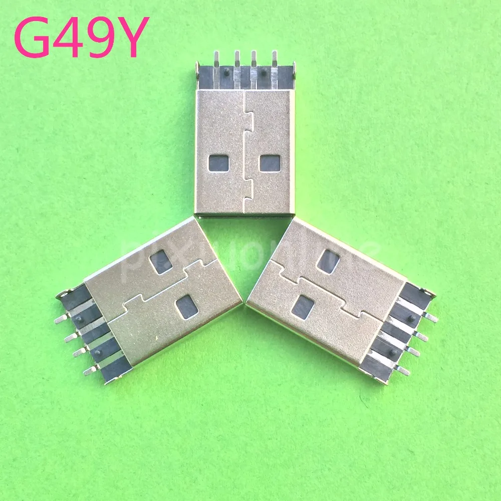 

10pcs G49Y 2.0 4Pin A Type Male Plug SMT Connector Black For Data Transmission Charging