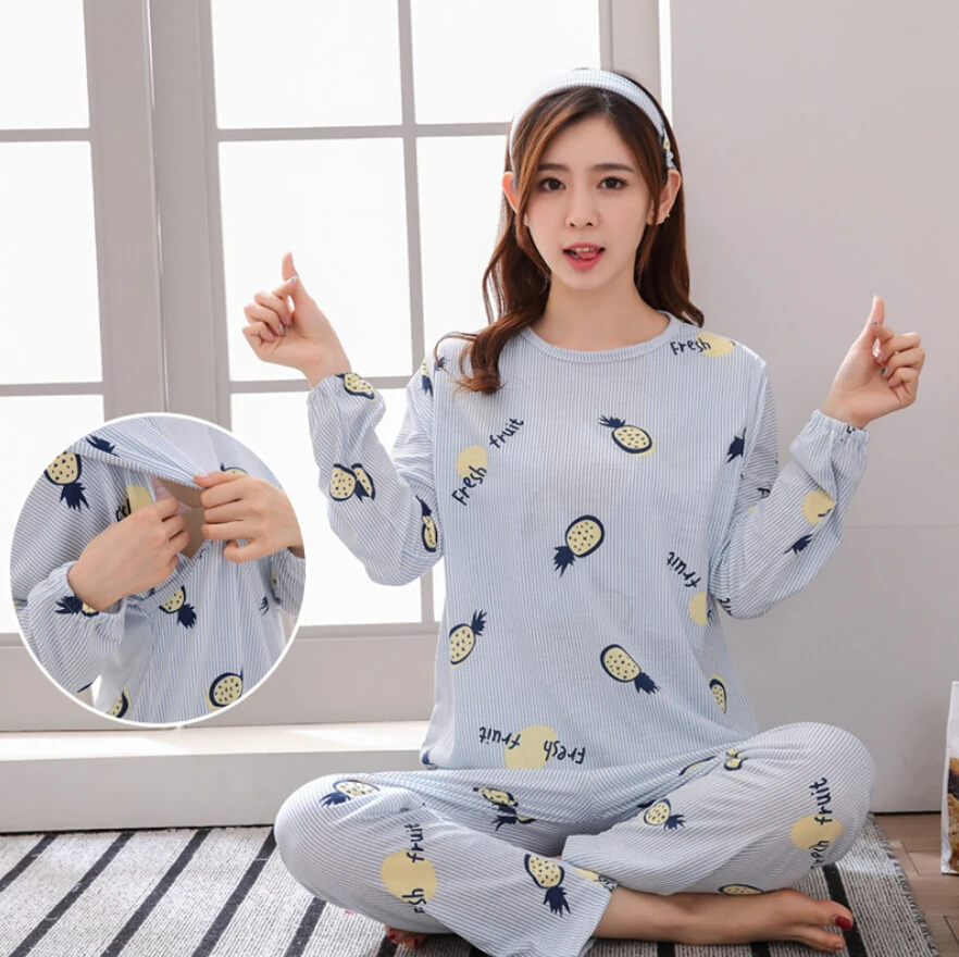 Breastfeeding Clothes For Pregnant Women 2018 Autumn Nursing Pajamas Casual Clothing Set Long Sleeve Maternity Sleepwear