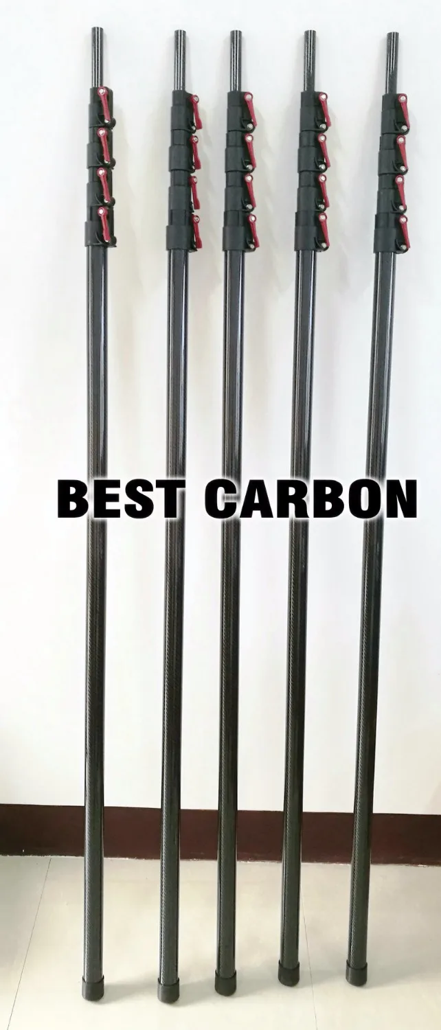 Free shiping High quality Twill glossy Carbon Fiber Telescopic Tubes, cleaning pole, max extend 7.8 meters long