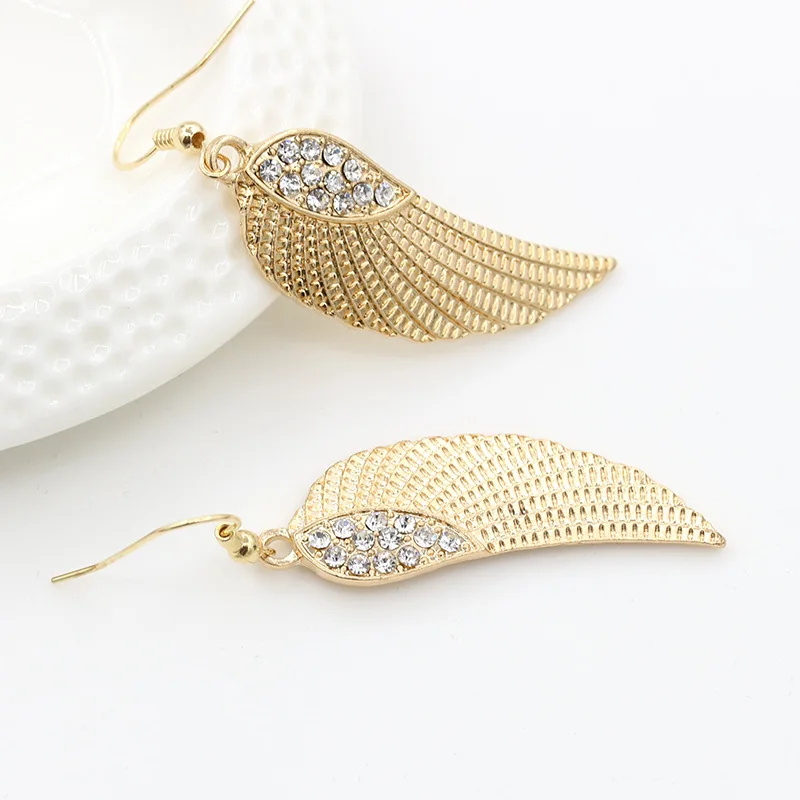 JIOFREE Fashion Angel Rhinestone Wings Clip on Earring No Pierced For Women Ear Charm Earrings Statement Earrings