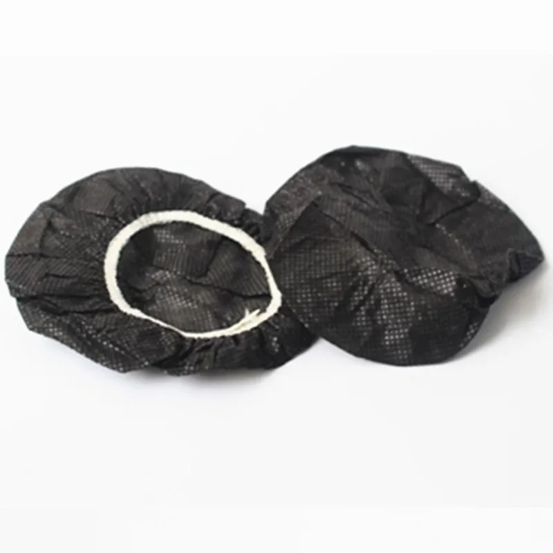 ชุดหูฟังสุขาภิบาลสีดำขนาด12-13ซม. 100ชิ้นที่ครอบหูแบบนอนวูฟเวนแบบใช้แล้วทิ้งเบาะชุดหูฟังสำรอง