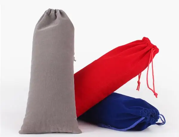 10pcs/Lot 8x17, 10x20, 10x25, 10x30cm Long Size Drawstring Velvet Pouch Bag Gift Parfum Packaging Bags Can Customize Logo