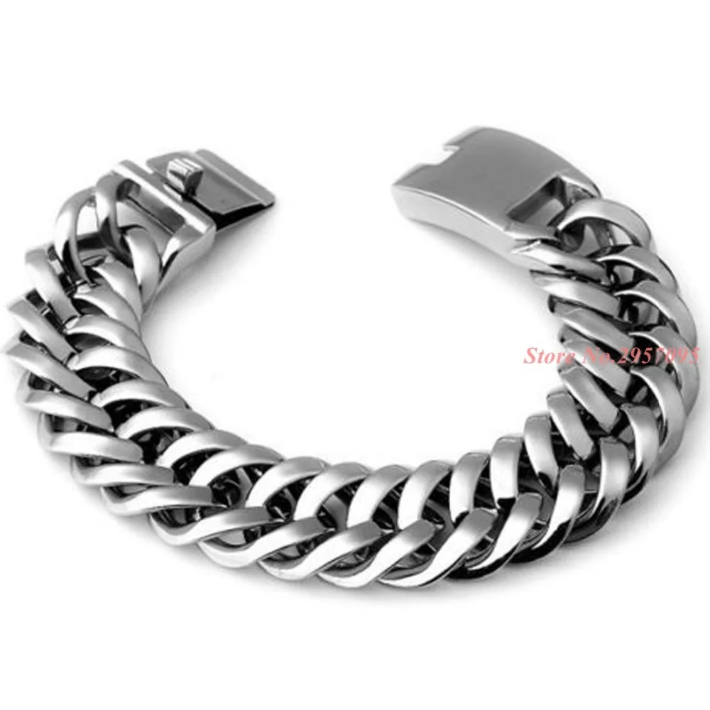 20/30 mm Wide Mens Chain Curb Cuban Link Chain Heavy 316L Stainless Steel Bracelet Free Shipping