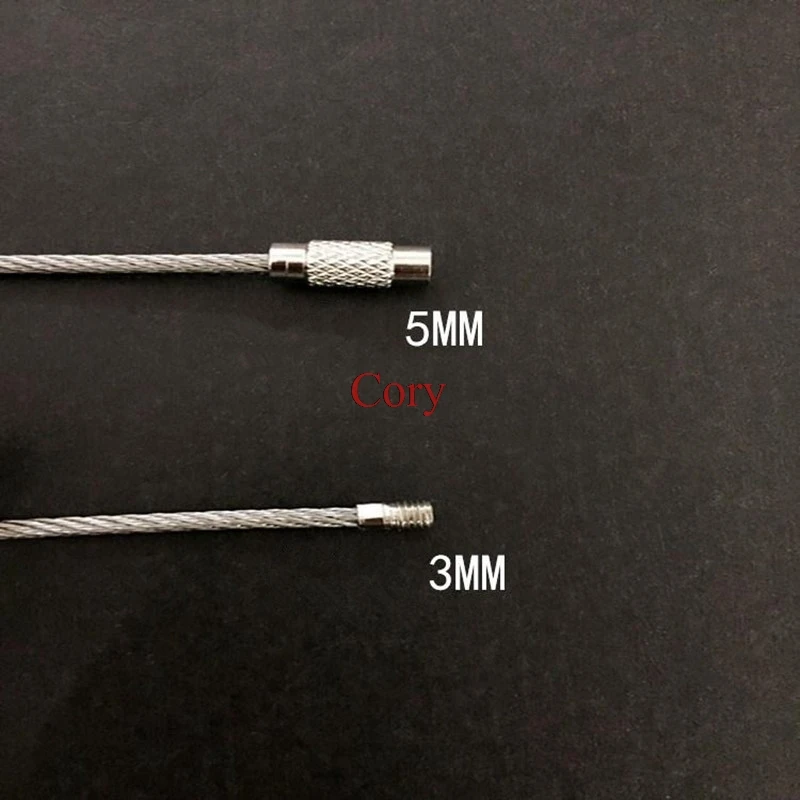 Chaveiro Tag Wire Rope Ring, Loop de cabo de aço inoxidável, Parafuso exterior Lock Gadget, Chaveiro Círculo