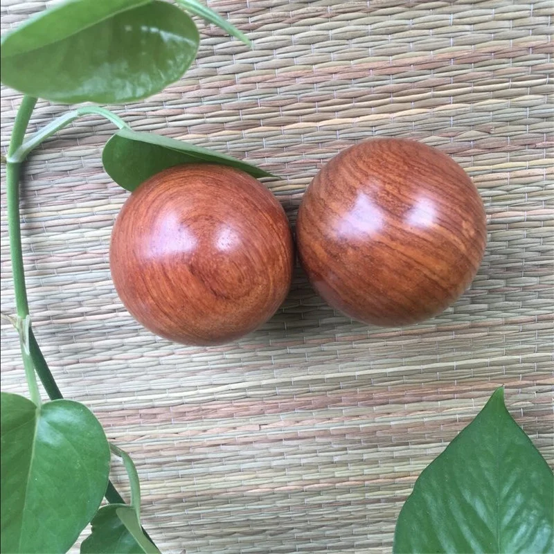 2Pcs Wooden Health Meditation Balls 50mm hand finger Exercise Stress Relief Baoding Balls Relaxation Therapy Fitness Handballs