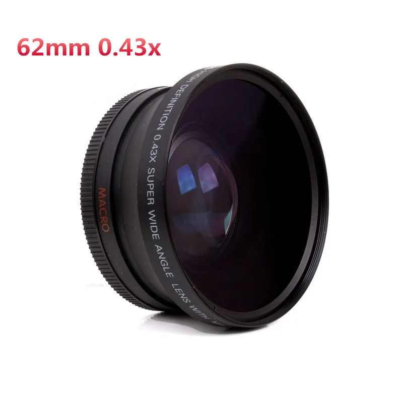 Obiektyw szerokokątny aparatu 62mm 0,45x 0,43x konwersja makro rybie oko Lente 82mm gwint przedni do Canon Nikon Pentax Sony DSLR