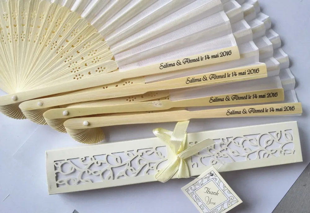 200pcs/lot  Personalized Luxurious Silk Fold hand Fan in Elegant Laser-Cut Gift Box  +Party Favors/wedding Gifts+printing