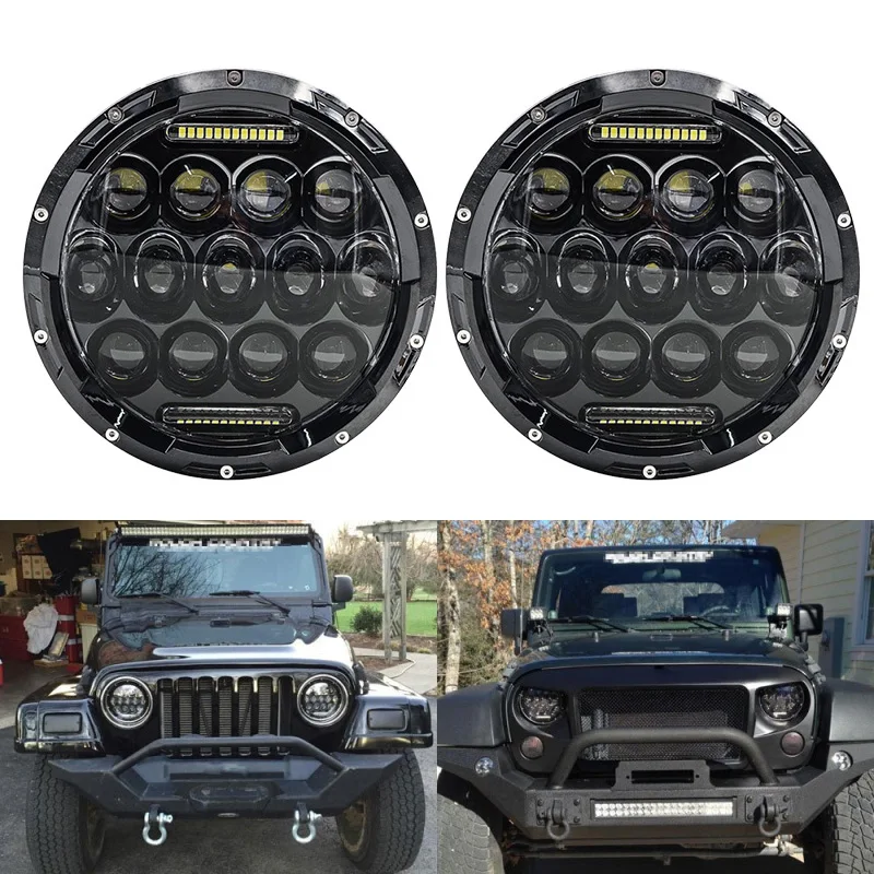 

75W 7 inch Round LED Headlight H4 for Jeep Wrangler JK Hummer H1 H2 Lada 4x4 urban Niva Headlamp Driving Lights with DRL